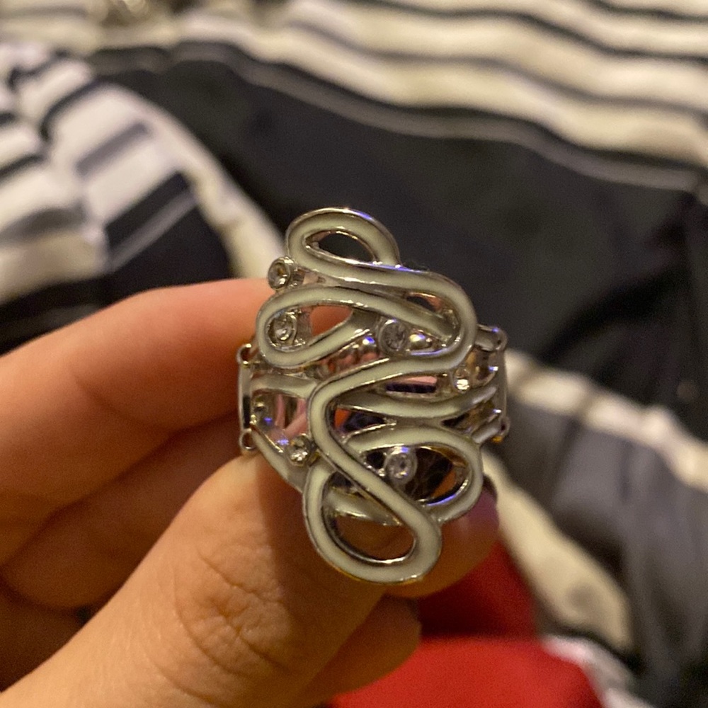 White Squiggle Ring